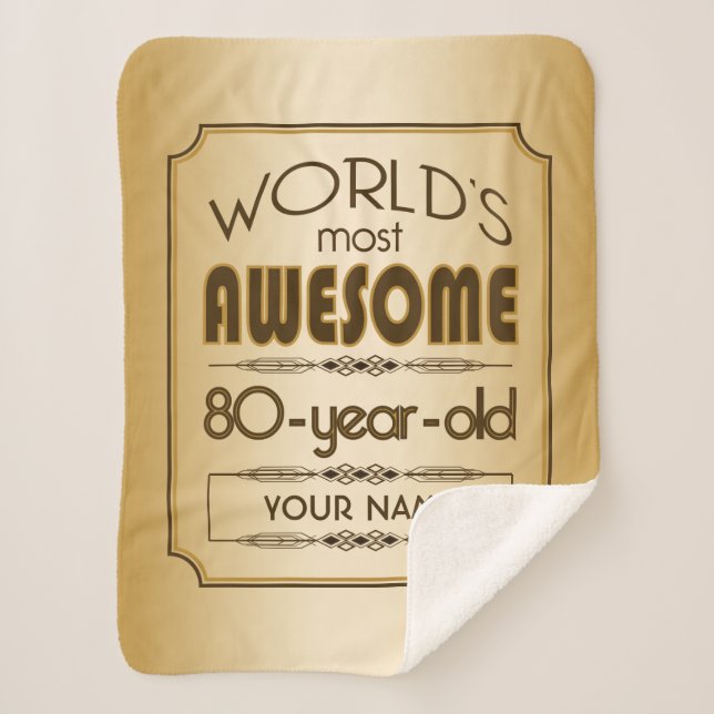 Gold 80th Birthday Celebration World Best Fabulous Sherpa Blanket (Front)