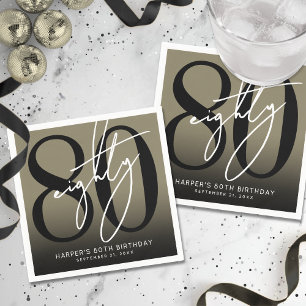 Gold 80th Birthday Party Napkin