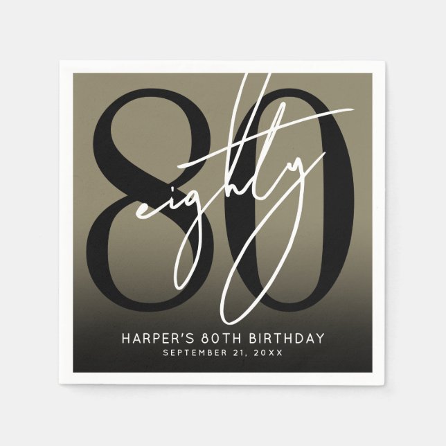 Gold 80th Birthday Party Napkin (Front)