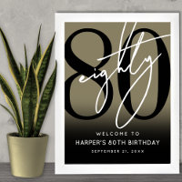 Gold 80th Birthday Party Welcome Sign