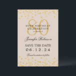Gold 80th Birthday Save Date Details Champagne Invitation<br><div class="desc">Elegant "70th Birthday Party" design with faux glitter confetti & details text. Easy to use and easy to personalise. Order Today!</div>