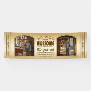 Gold 80th Birthday World’s Best Custom Photo Frame Banner