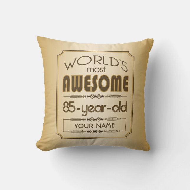 Gold 85th Birthday Celebration World Best Fabulous Cushion (Front)