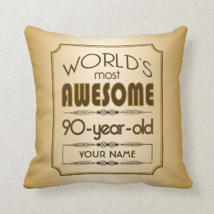 Gold 90th Birthday Celebration World Best Fabulous Cushion