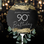 Gold 90th Birthday Party Balloon<br><div class="desc">All text is adjustable and easy to change for your own party needs. Faux gold paint strokes. 90th birthday party gold and black confetti.</div>