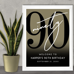 Gold 90th Birthday Party Welcome Sign