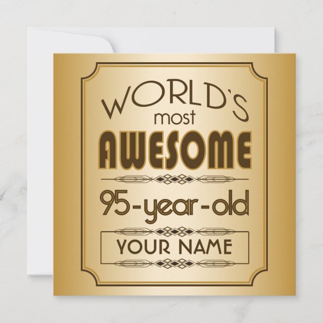 Gold 95th Birthday Celebration World Best Fabulous Invitation (Front)