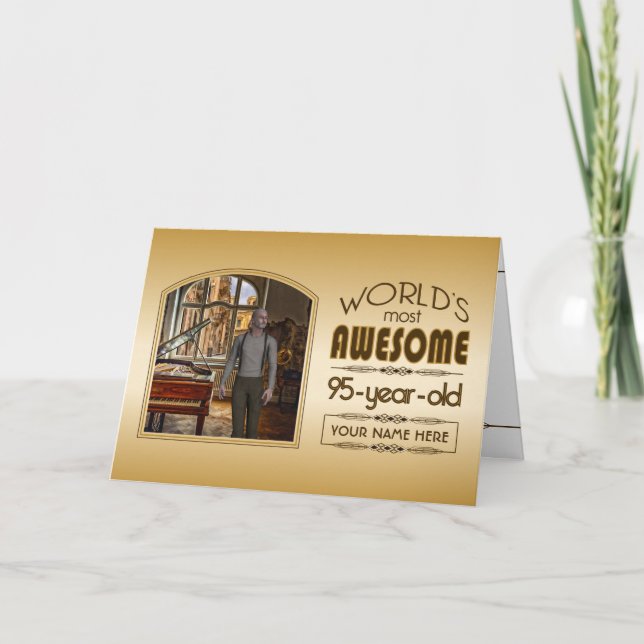 Gold 95th Birthday World’s Best Custom Photo Frame Card (Front)