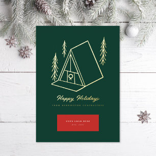 Gold A Frame Real Estate Business  Foil Holiday Card