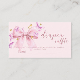 Gold A Little Butterfly Pink Bow Baby Shower  Enclosure Card