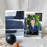 Gold Abstract Blue Photo Bar Mitzvah Save the Date Invitation<br><div class="desc">Discover the exquisite fusion of abstract design and cultural significance in this Abstract Blue Gilded Photo Bar Mitzvah Foil Save the Date. With an intricate, artistic design inspired by the beauty of Judaic heritage, this Announcement will set the stage for an unforgettable celebration that blends the best of the old...</div>