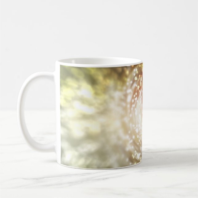 gold abstract blur background, with defocused boke coffee mug (Left)