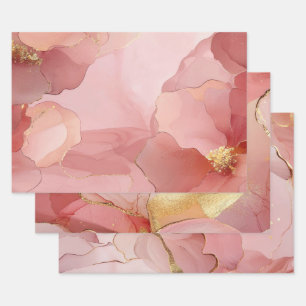 Gold Abstract Blush Pink  Bridal Shower Wrapping Paper Sheet