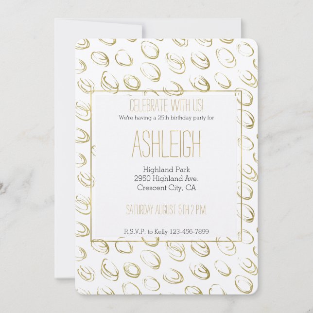 Gold Abstract Circles birthday Invitation (Front)