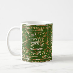 Gold Abstract Design Deep Hunter Green Pretty Coffee Mug