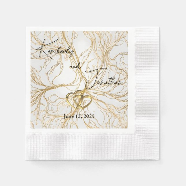 Gold Abstract Design Wedding Paper Napkin (Front)