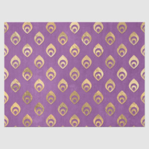 Gold Abstract Droplets on Light Purple Decoupage Tissue Paper