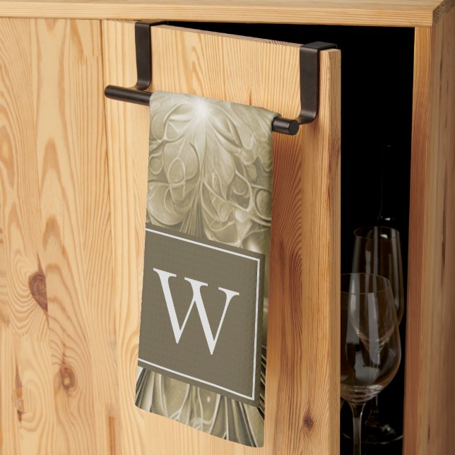 Gold Abstract Flourish Monogram Towel (Thirds Fold)