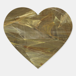 Gold Abstract Fractal Heart Sticker