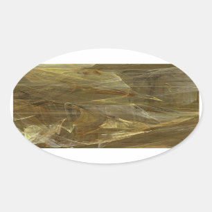 Gold Abstract Fractal Oval Sticker