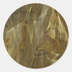 Gold Abstract Fractal Round Sticker