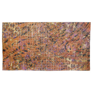 Gold Abstract Mixed Animal And Leopard Skin Pillowcase