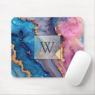 Gold Abstract Modern Monogram Initial  Mouse Pad
