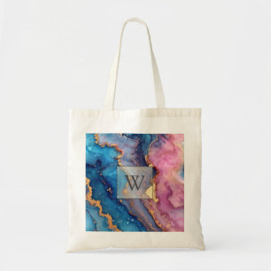 Gold Abstract Modern Monogram Initial  Tote Bag