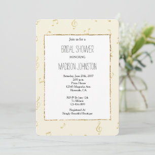 Gold Abstract Music Notes Bridal Shower Invitation