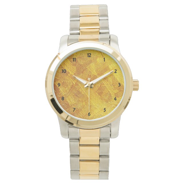 Gold Abstract Pattern OS Two-Tone Men's Watch (Front)
