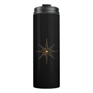 Gold abstract star lineart thermal tumbler