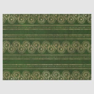Gold Abstract Water Droplets on Green Decoupage Tissue Paper