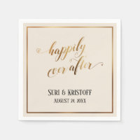 Gold Accent Happily Ever After Hearts Script Cream