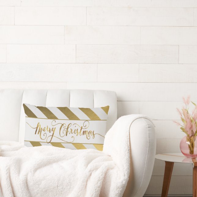 Gold Accent, Merry Christmas Lumbar Cushion (Couch)