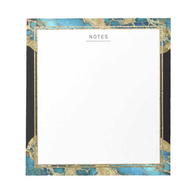 Gold Accent Turquoise Agate Gemstone Notepad (Front)