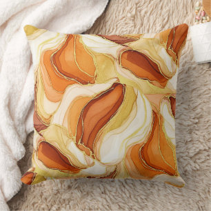 Gold Accented Fluid Art - Sienna Marble (11) Cushion