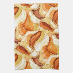 Gold Accented Fluid Art - Sienna Marble (11) Tea Towel