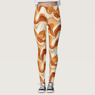 Gold Accented Fluid Art - Sienna Marble (12) Leggings