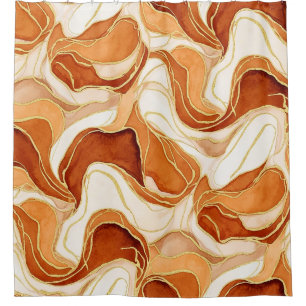 Gold Accented Fluid Art - Sienna Marble (12) Shower Curtain