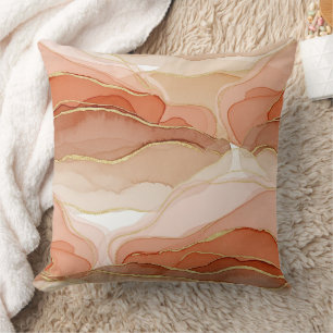 Gold Accented Fluid Art - Sienna Marble (1) Cushion