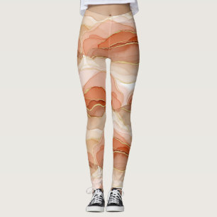 Gold Accented Fluid Art - Sienna Marble (1) Leggings