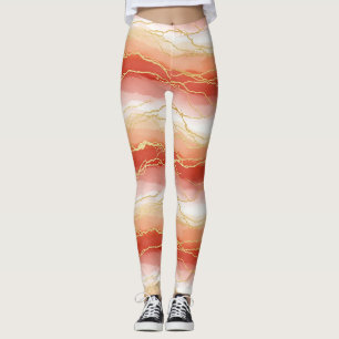 Gold Accented Fluid Art - Sienna Marble (2) Leggings