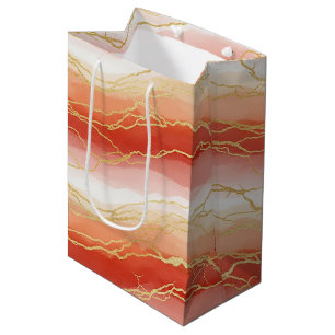 Gold Accented Fluid Art - Sienna Marble (2) Medium Gift Bag