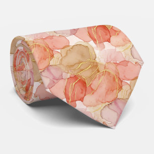 Gold Accented Fluid Art - Sienna Marble (4) Tie
