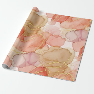 Gold Accented Fluid Art - Sienna Marble (4) Wrapping Paper