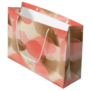 Gold Accented Fluid Art - Sienna Marble (6) Large Gift Bag