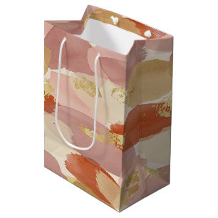 Gold Accented Fluid Art - Sienna Marble (7) Medium Gift Bag
