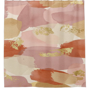 Gold Accented Fluid Art - Sienna Marble (7) Shower Curtain