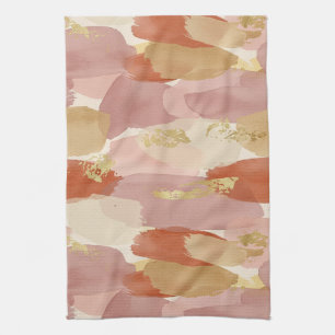 Gold Accented Fluid Art - Sienna Marble (7) Tea Towel
