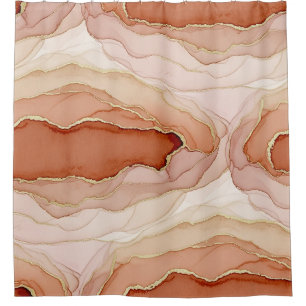 Gold Accented Fluid Art - Sienna Marble (8) Shower Curtain